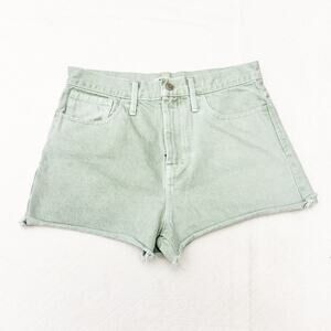 Madewell The Momjean Short Light Blue/Green Wash Denim Jeans Size 28 MINT